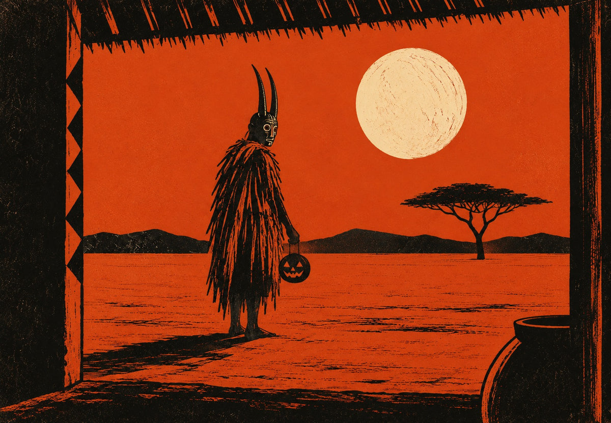 Masked Visitor Under the Full Moon (Landscape)