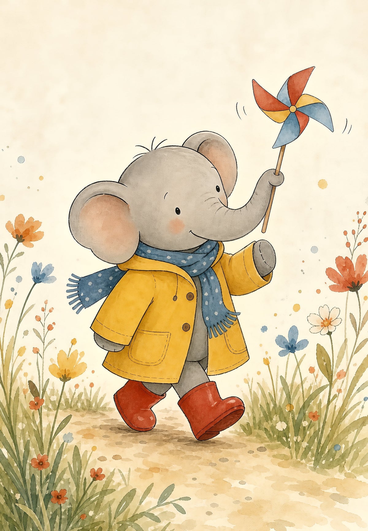 Petit éléphant au moulinet