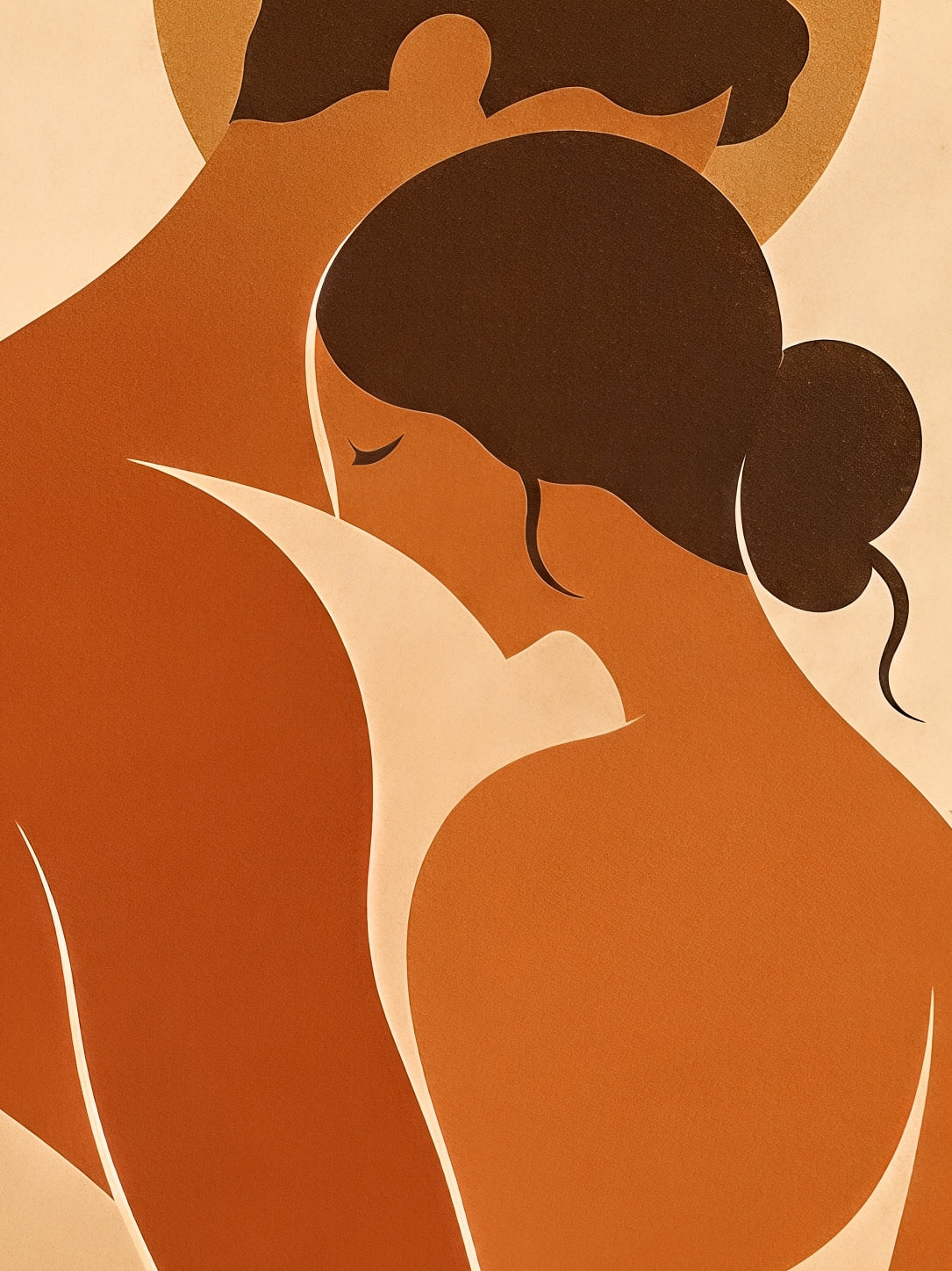 Detail a taille reelle du tirage, affiche portrait etreinte mediterranee solaire