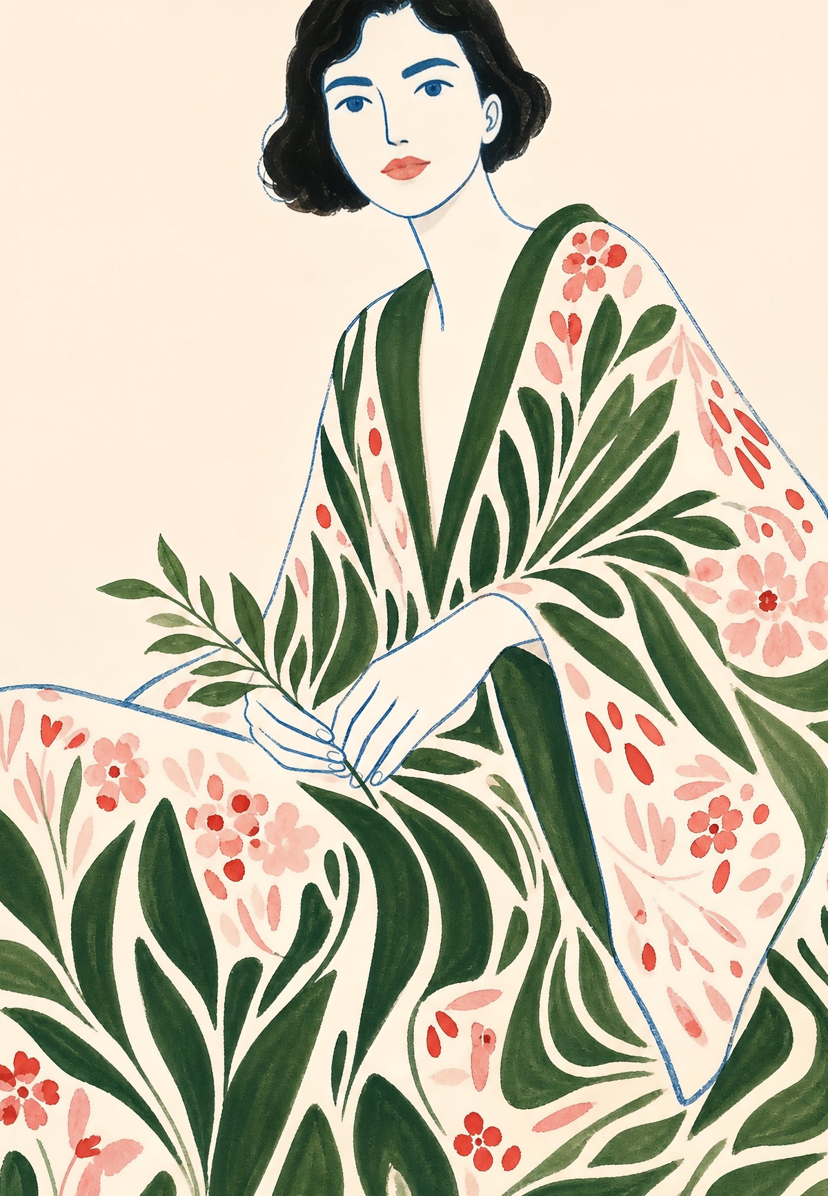 The woman in the flowered kimono