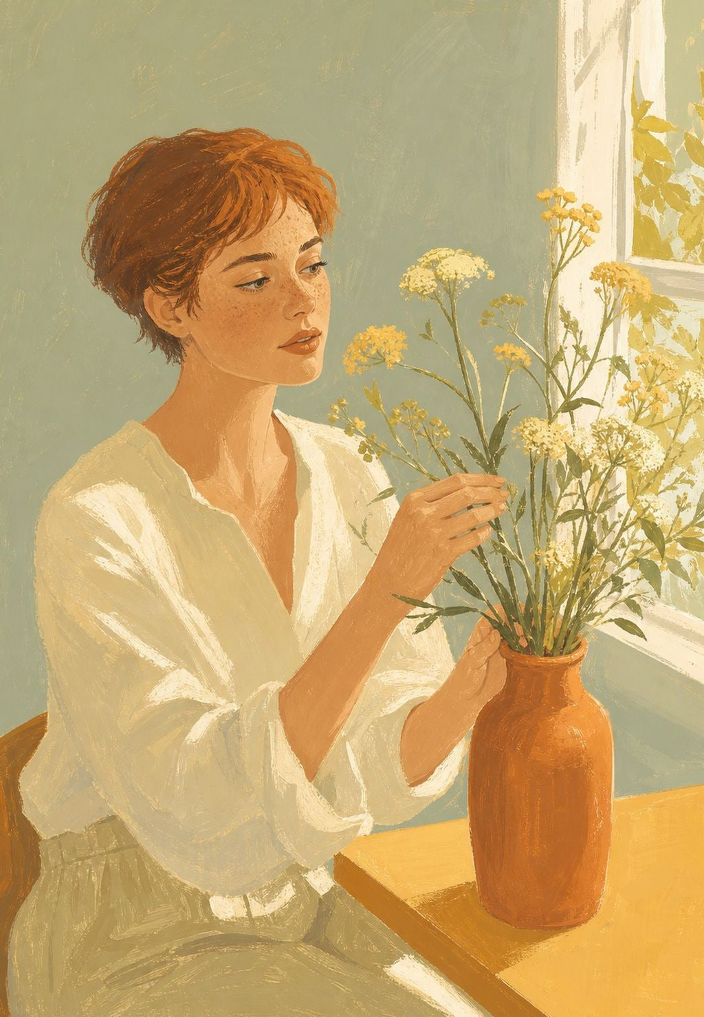 Junge Frau mit Wildblumen