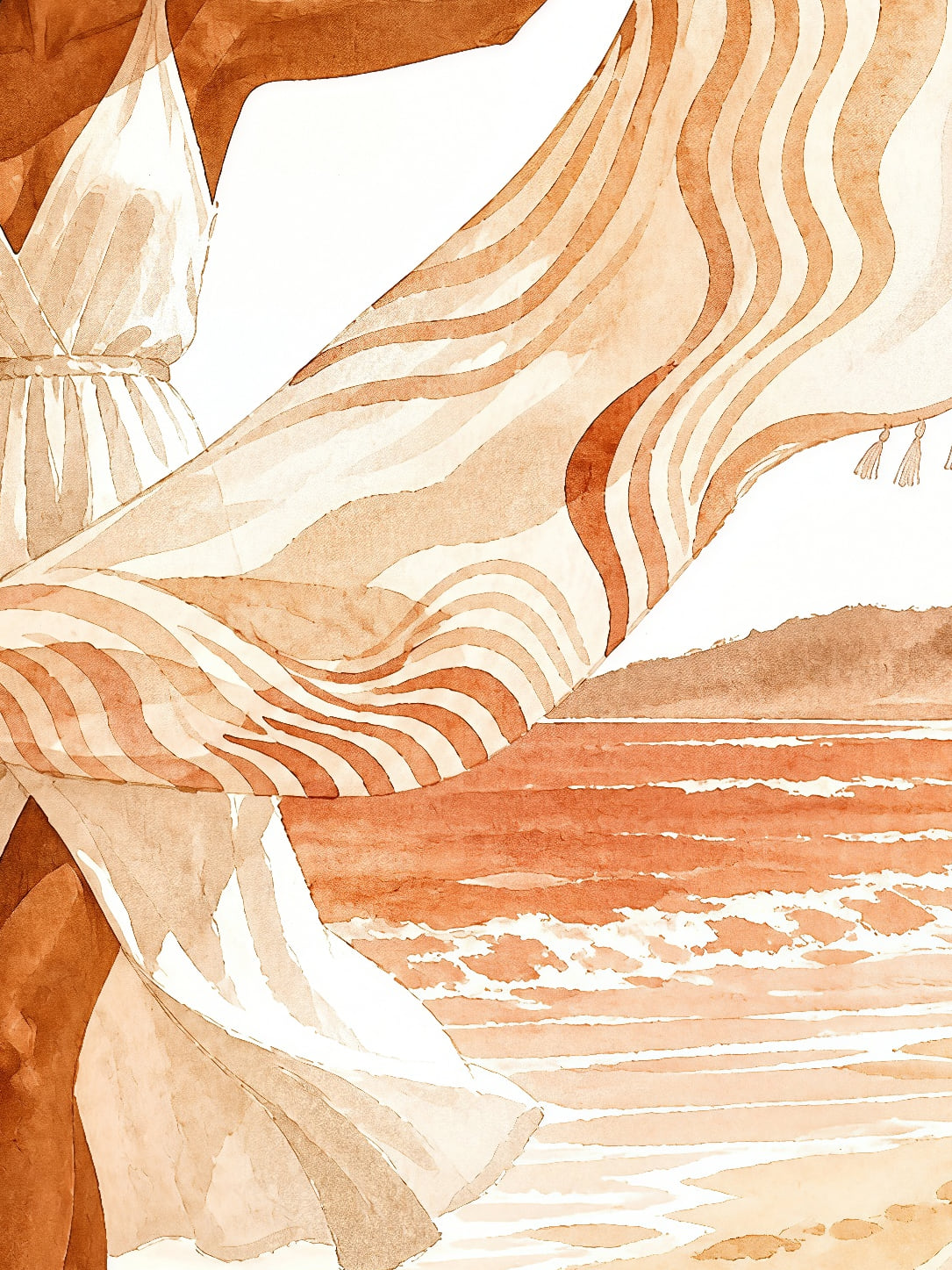 Detail a taille reelle du tirage, affiche portrait madame fleur a la plage paysage