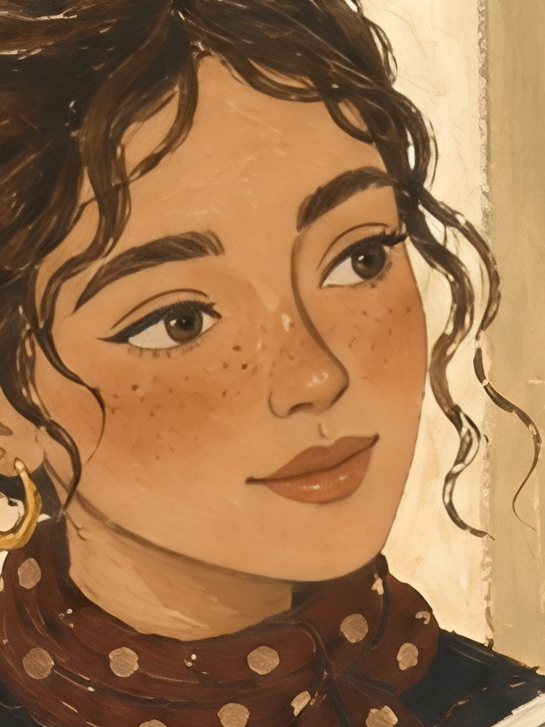 Detail a taille reelle du tirage, affiche portrait matinee au cafe morning note