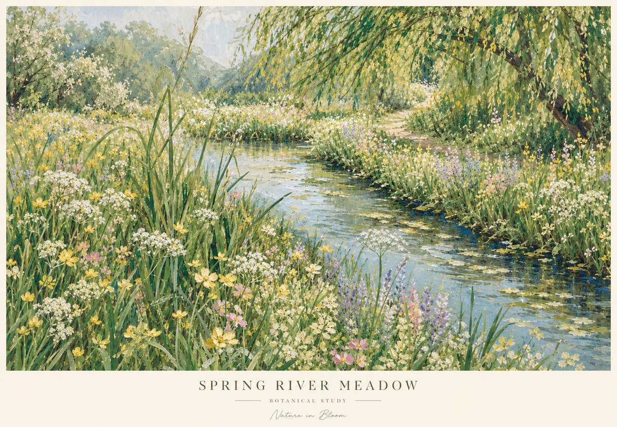 Flusswiese im Frühling (Querformat)