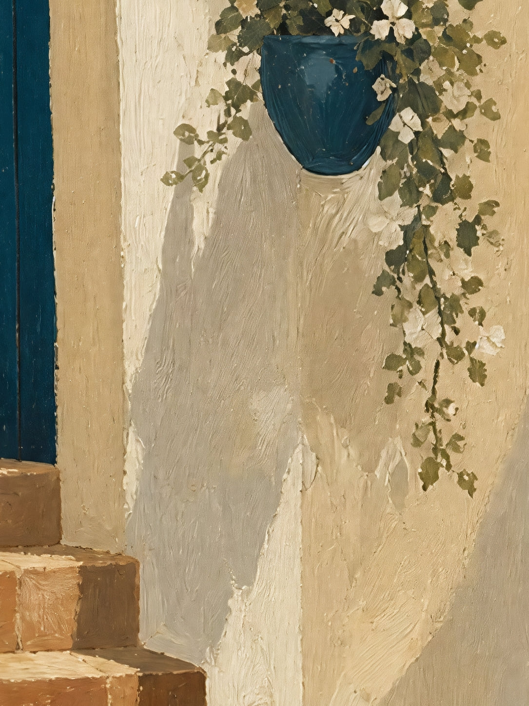Detail a taille reelle du tirage, affiche provence citronnier et porte bleue