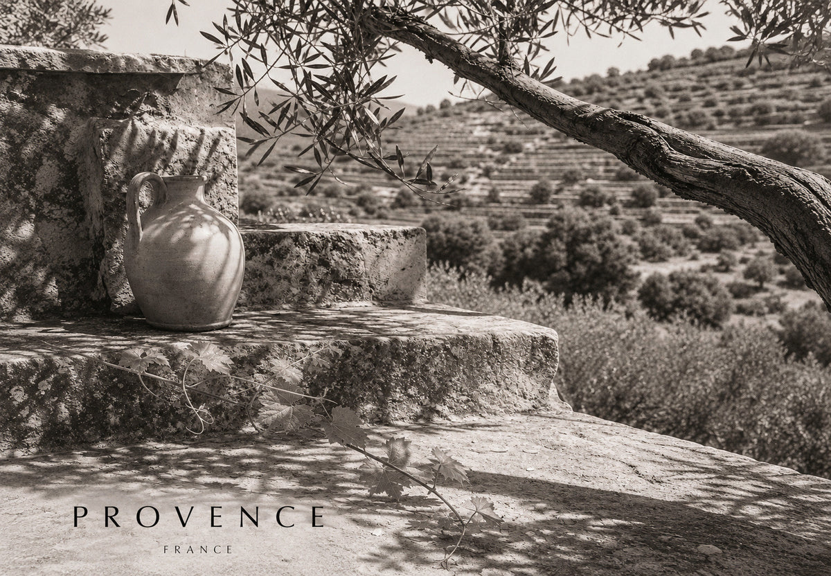 Provence - De stenen kruik op de stenen treden (Liggend)