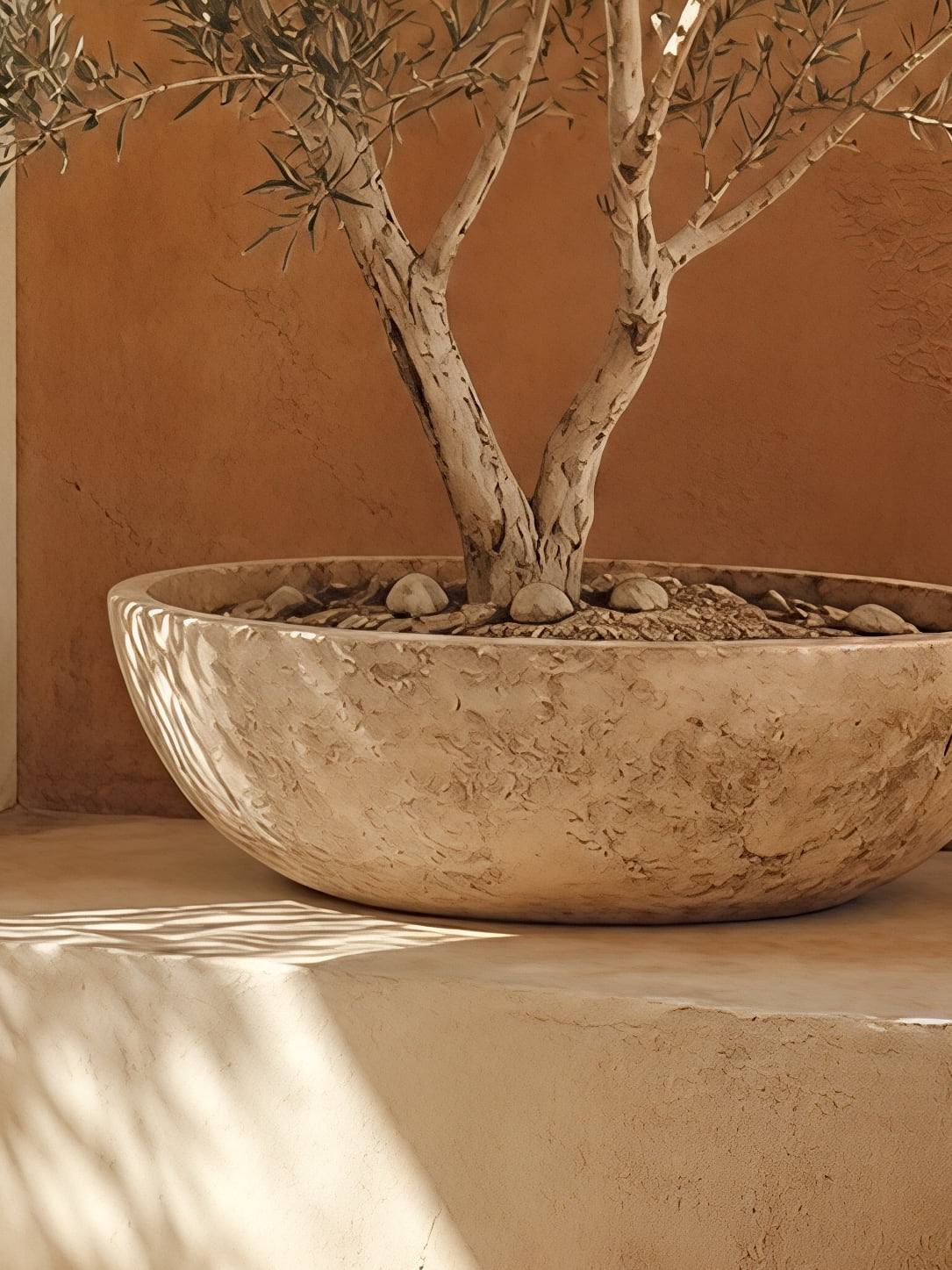 Detail a taille reelle du tirage, affiche provence olivier terracotta soleil