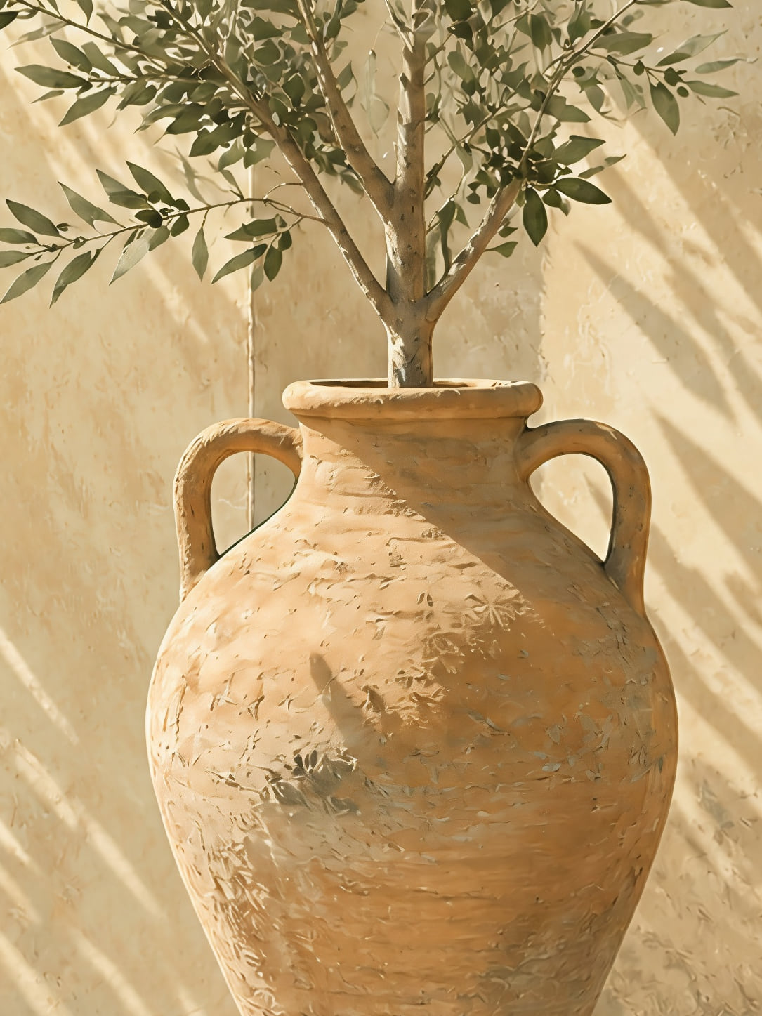 Detail a taille reelle du tirage, affiche provence amphore et olivier paysage