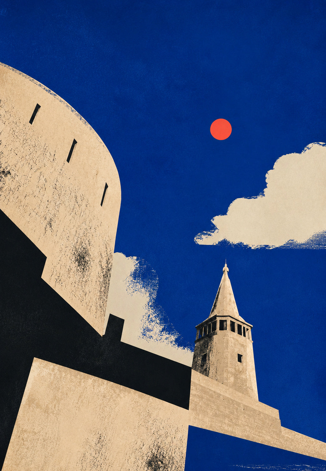 La Rochelle - The Harbour Towers under a Red Sun