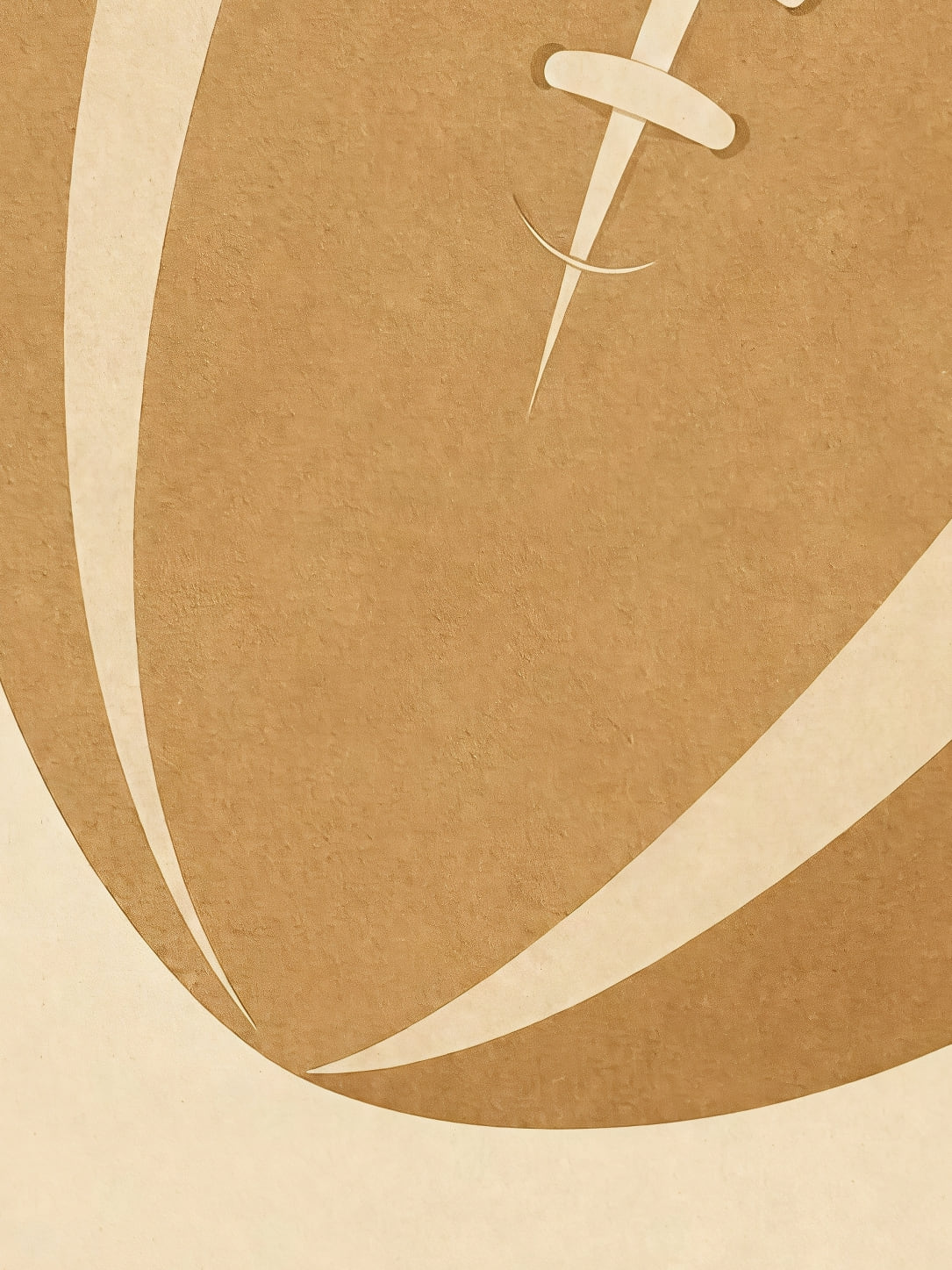 Detail a taille reelle du tirage, affiche rugby ballon en aplats camel