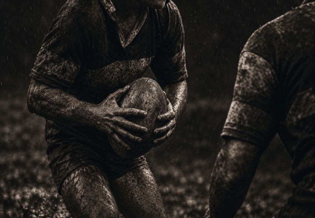 In the shadows, the ball held close (Landscape)