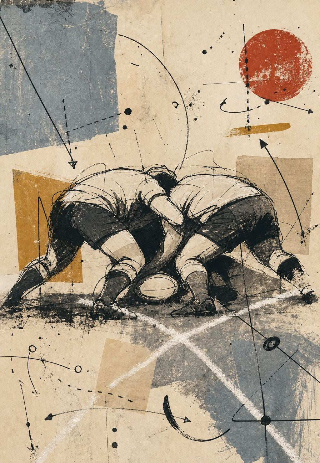 Mêlée à l'encre sur schéma tactique