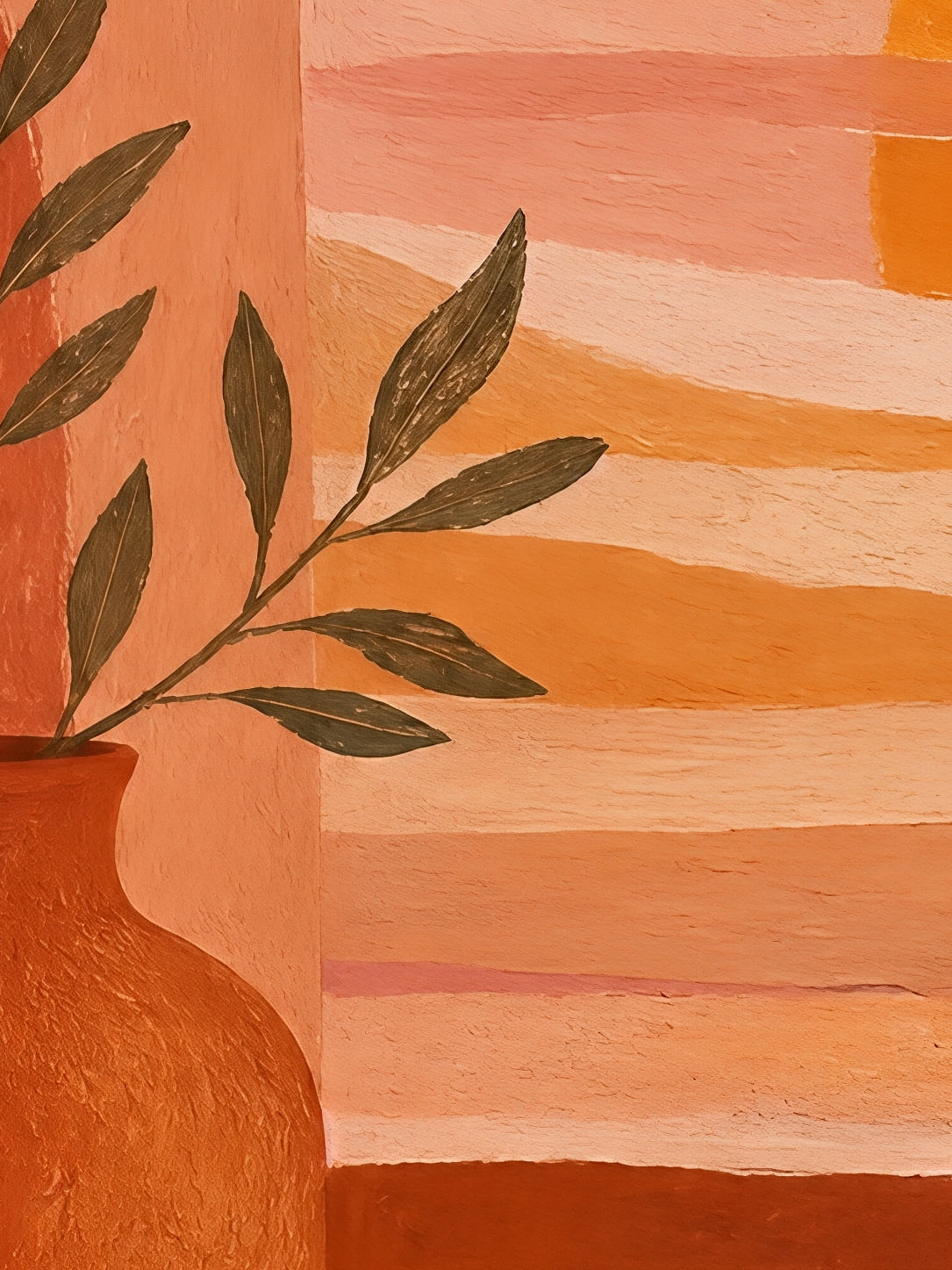 Detail a taille reelle du tirage, affiche soleil arche terracotta et soleil couche