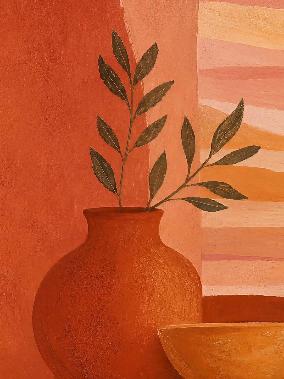 Detail a taille reelle du tirage, affiche soleil arche terracotta et soleil couche paysage