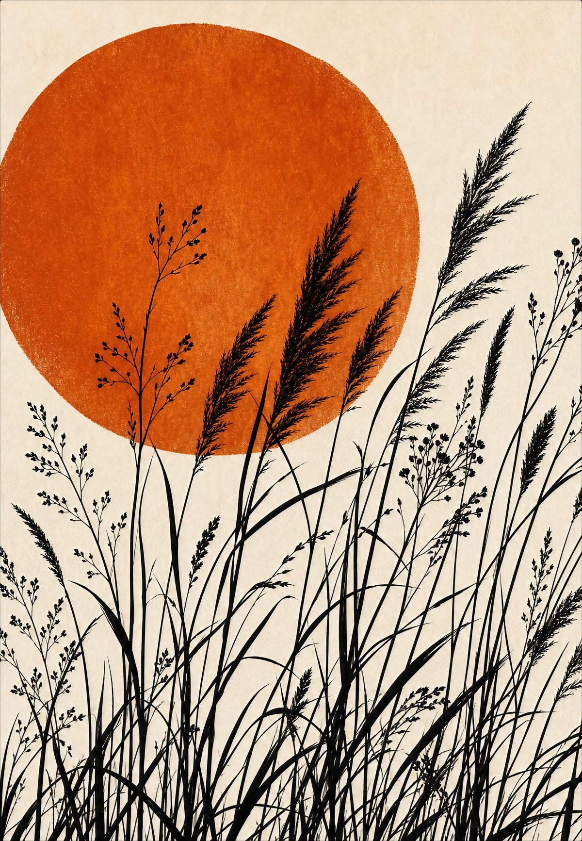 Gräser in der orangen Sonne