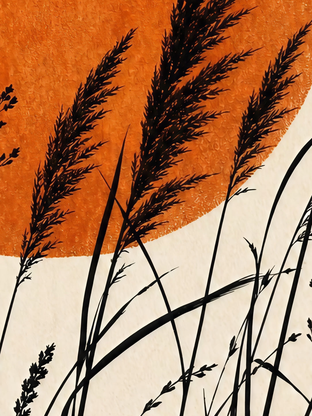 Detail a taille reelle du tirage, affiche soleil les graminees au soleil d orange
