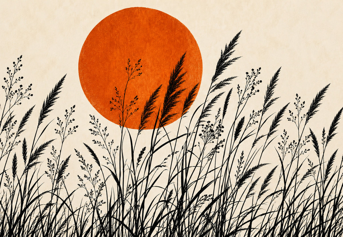 Gräser in der orangen Sonne (Querformat)
