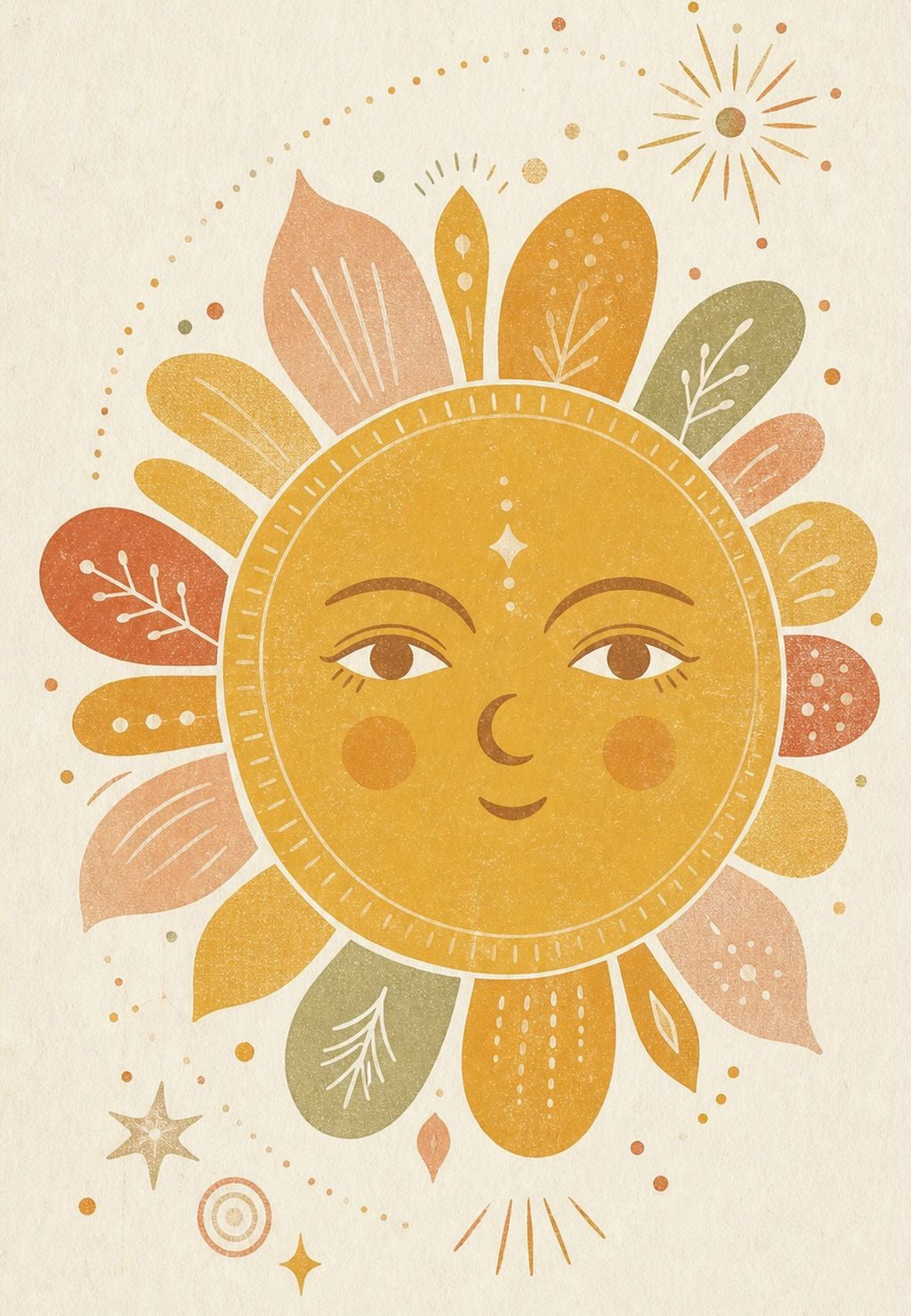Die Sonne mit runden Wangen