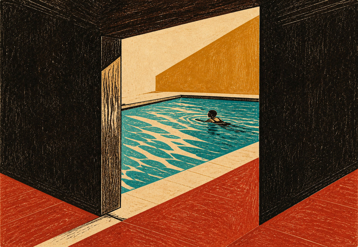 Der Pool hinter der schwarzen Tür (Querformat)