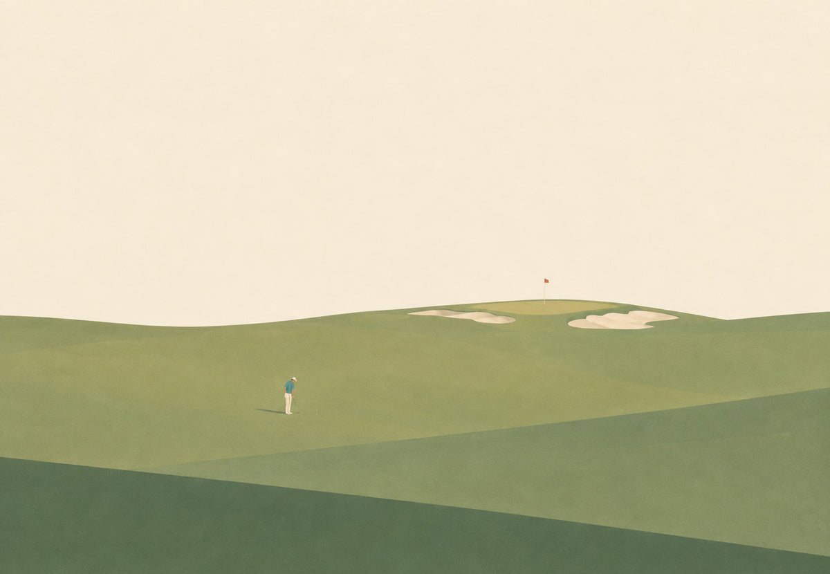 The Golfer on the Green Hill (Landscape)