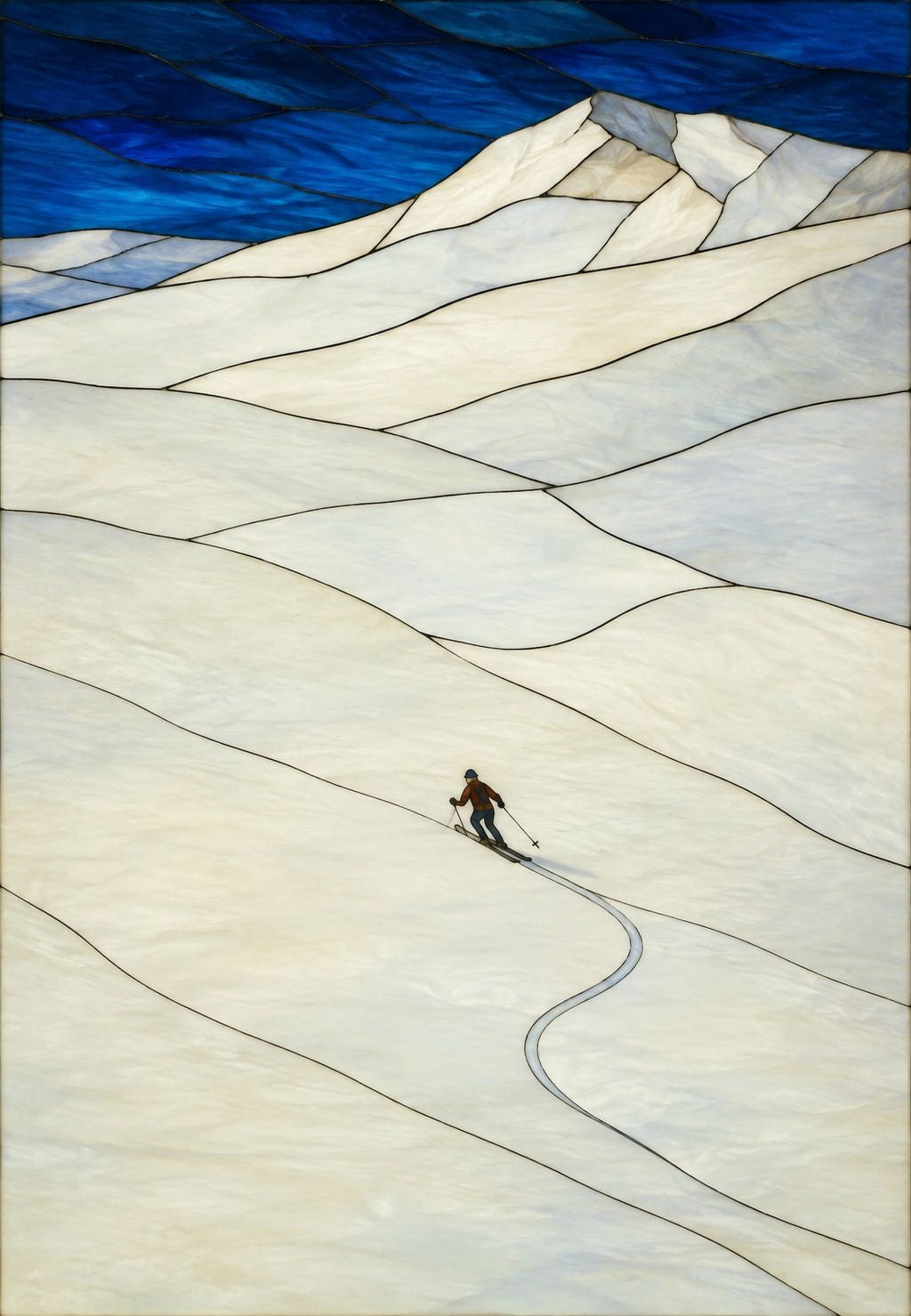 Der Skifahrer und die Spur im Schnee