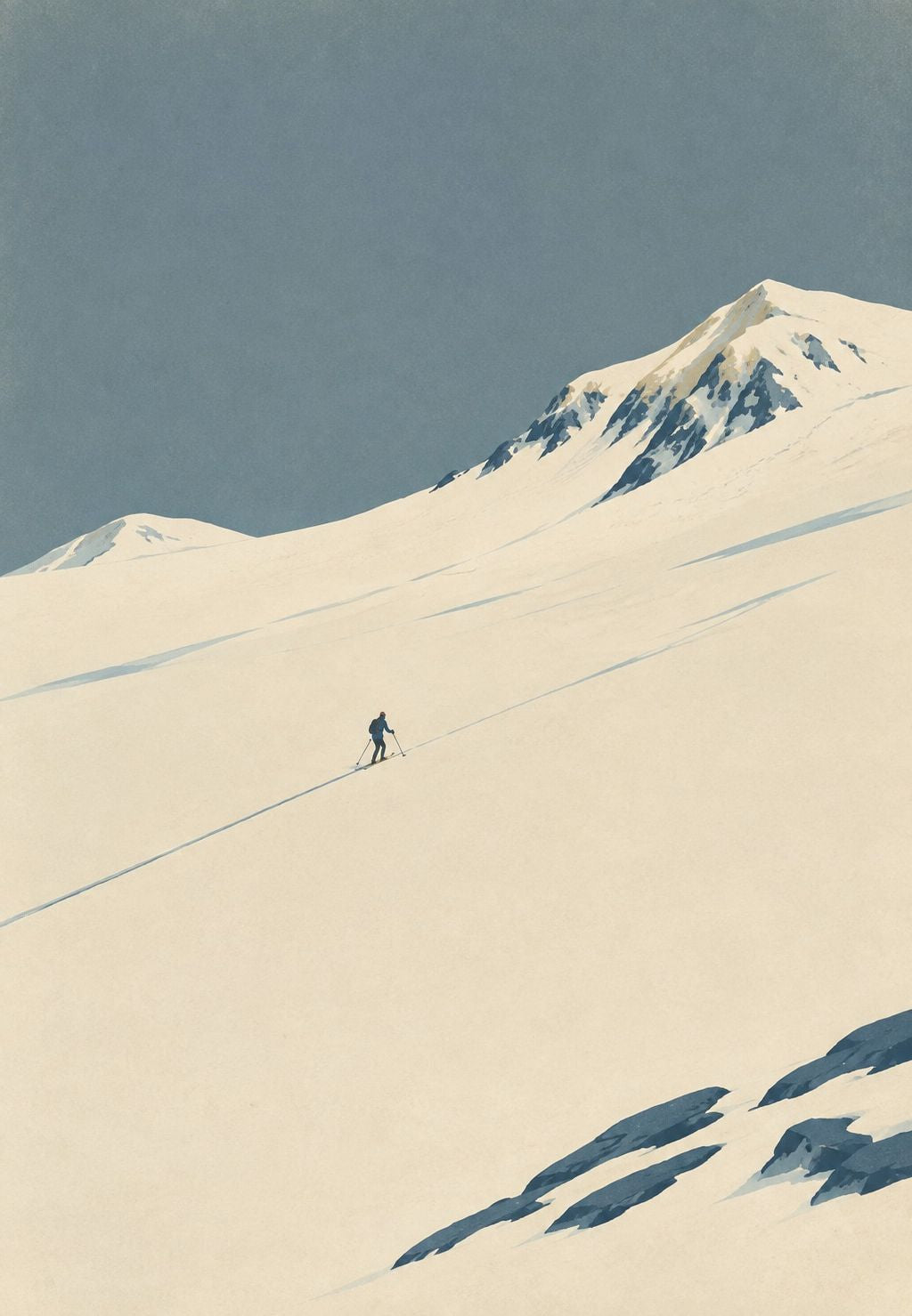 Le skieur face au sommet