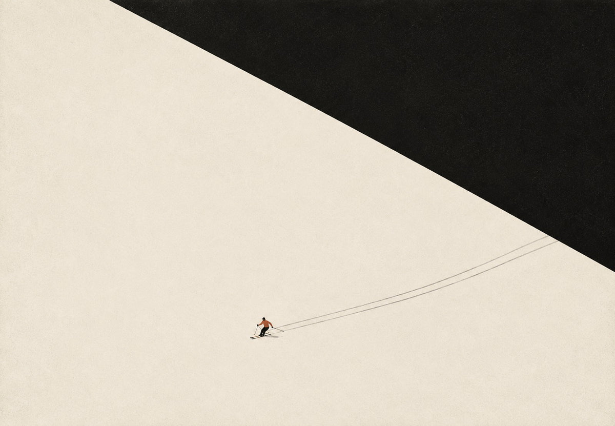 Der Skifahrer unter der schwarzen Diagonale (Querformat)