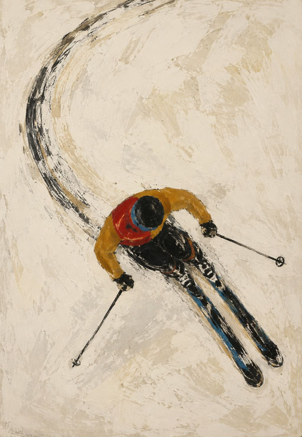 Le virage du skieur vu du dessus