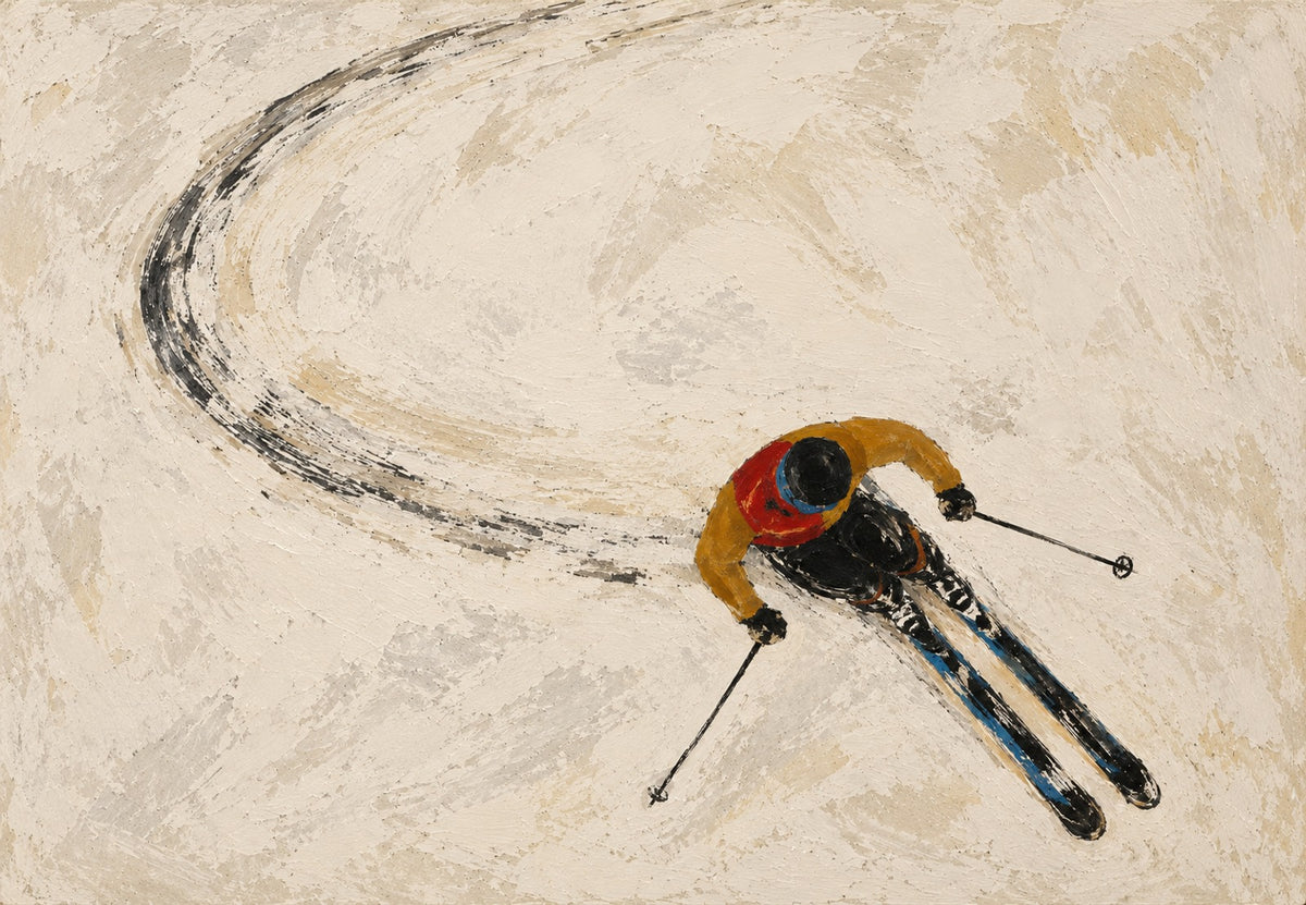 De bocht van de skiër van boven (Liggend)
