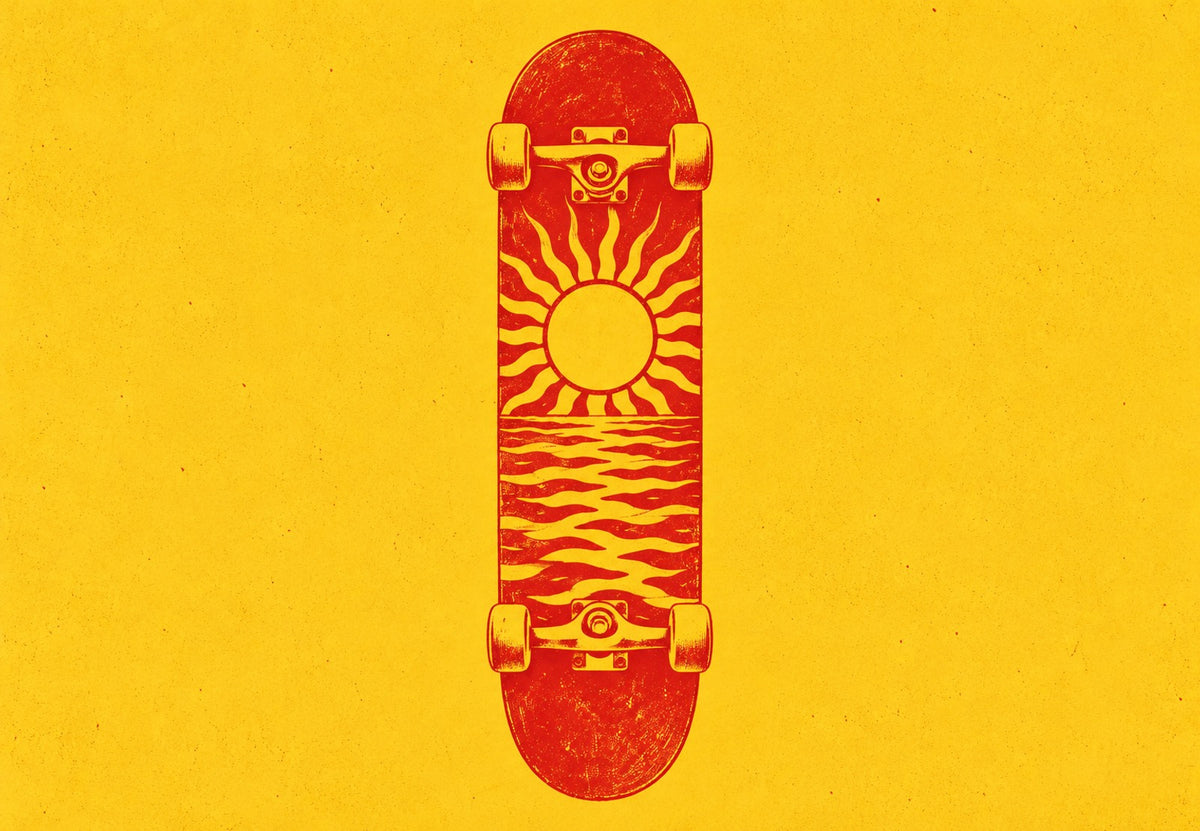 Skateboard sole e onde (Orizzontale)