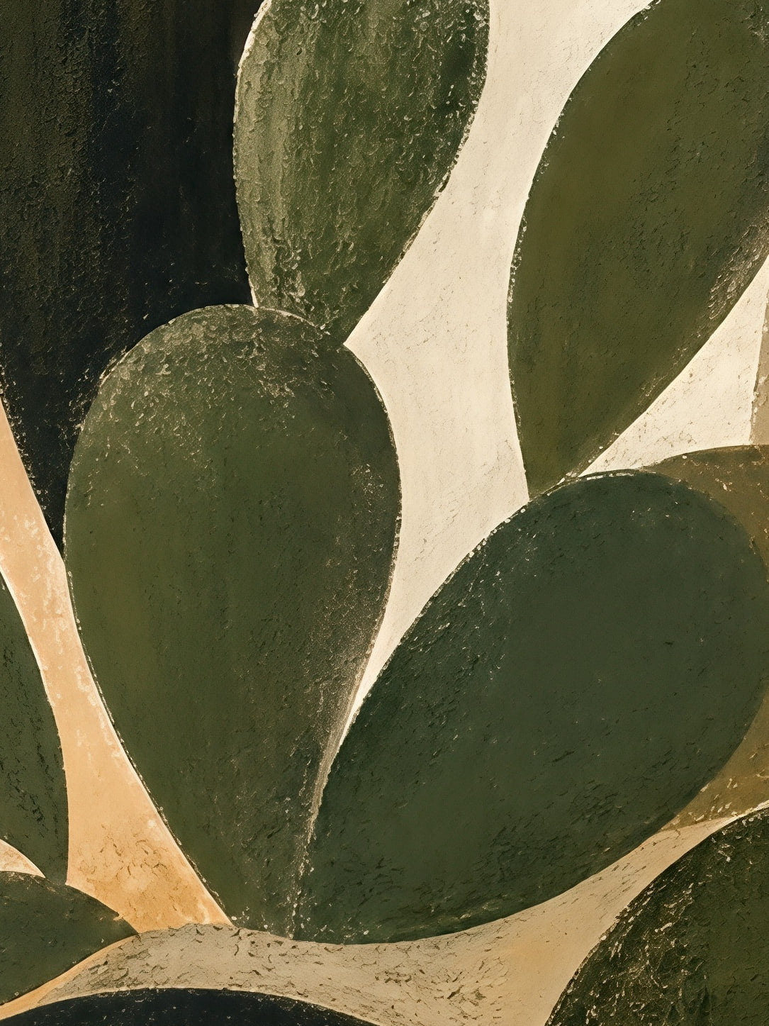 Detail a taille reelle du tirage, affiche tendances deco cactus abstraits verts