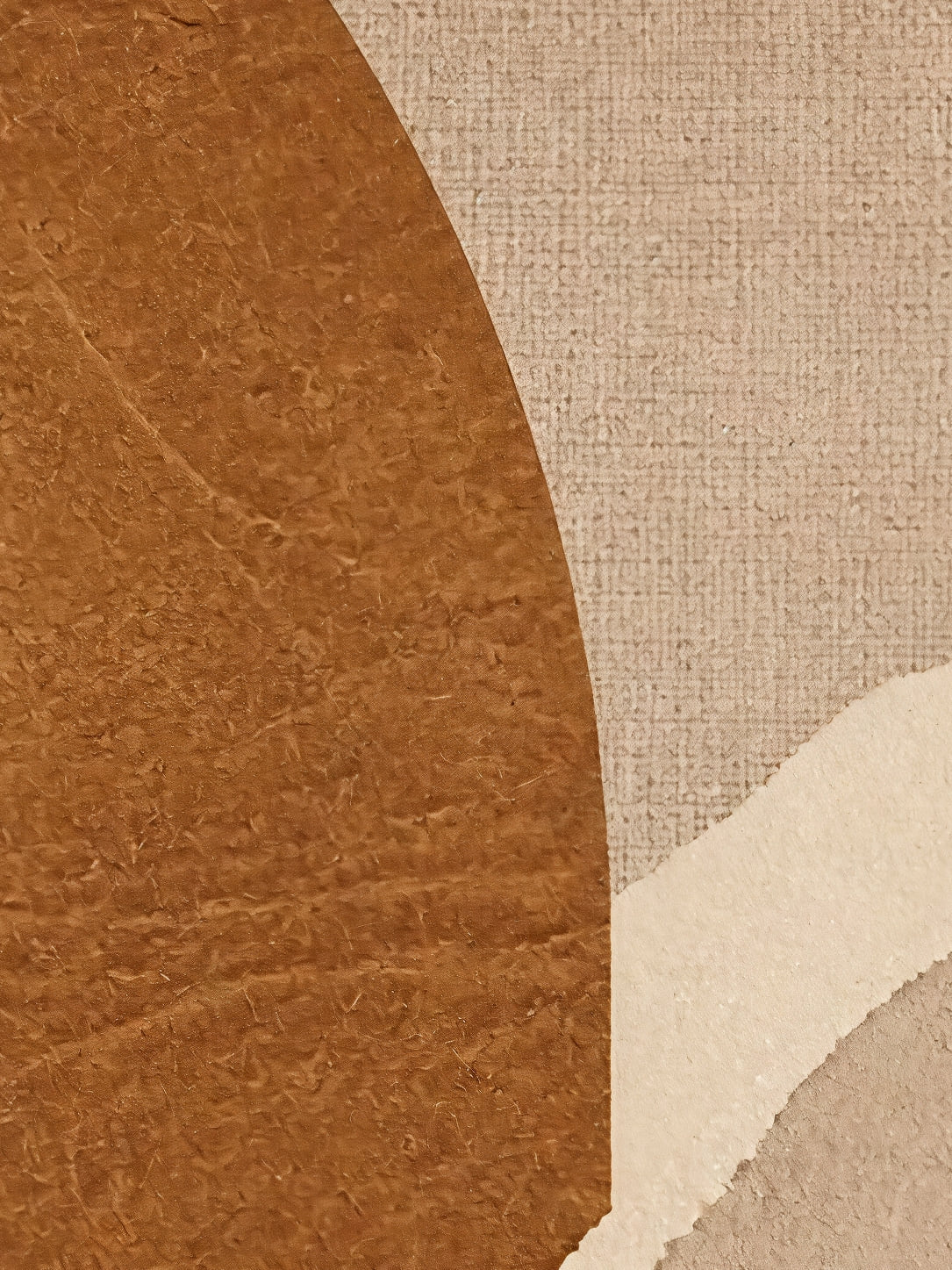 Detail a taille reelle du tirage, affiche abstraite collage geometrique terracotta