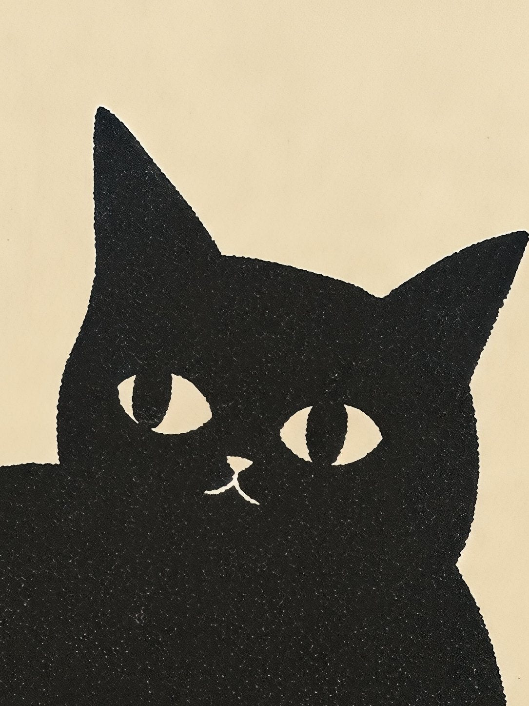 Detail a taille reelle du tirage, affiche tendances deco deux chats soleil orange