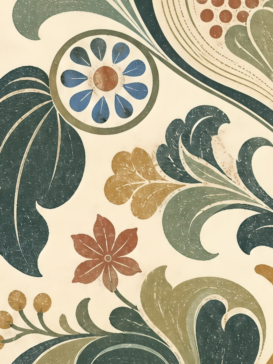 Detail a taille reelle du tirage, affiche tendances deco folk botanical studies