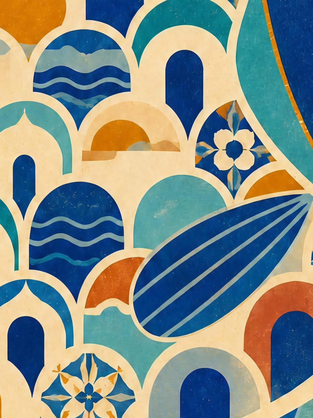 Detail a taille reelle du tirage, affiche animaliere poisson aux carreaux d azur