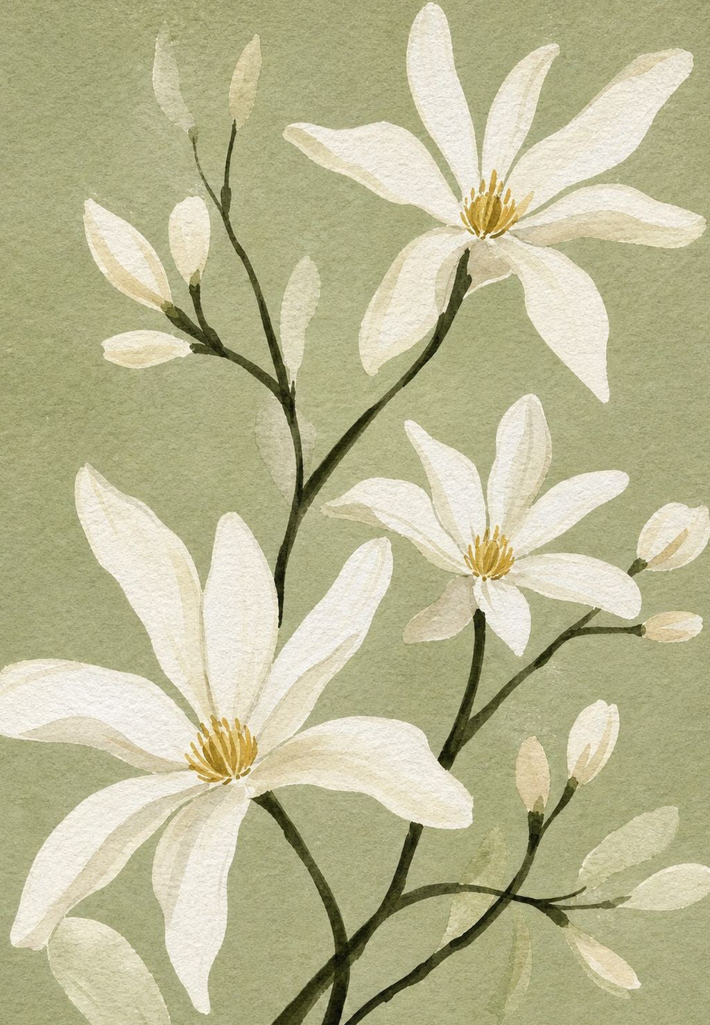 Star magnolias on sage