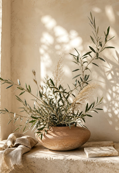 Olivenbaum in der Schale, Sonnenschatten