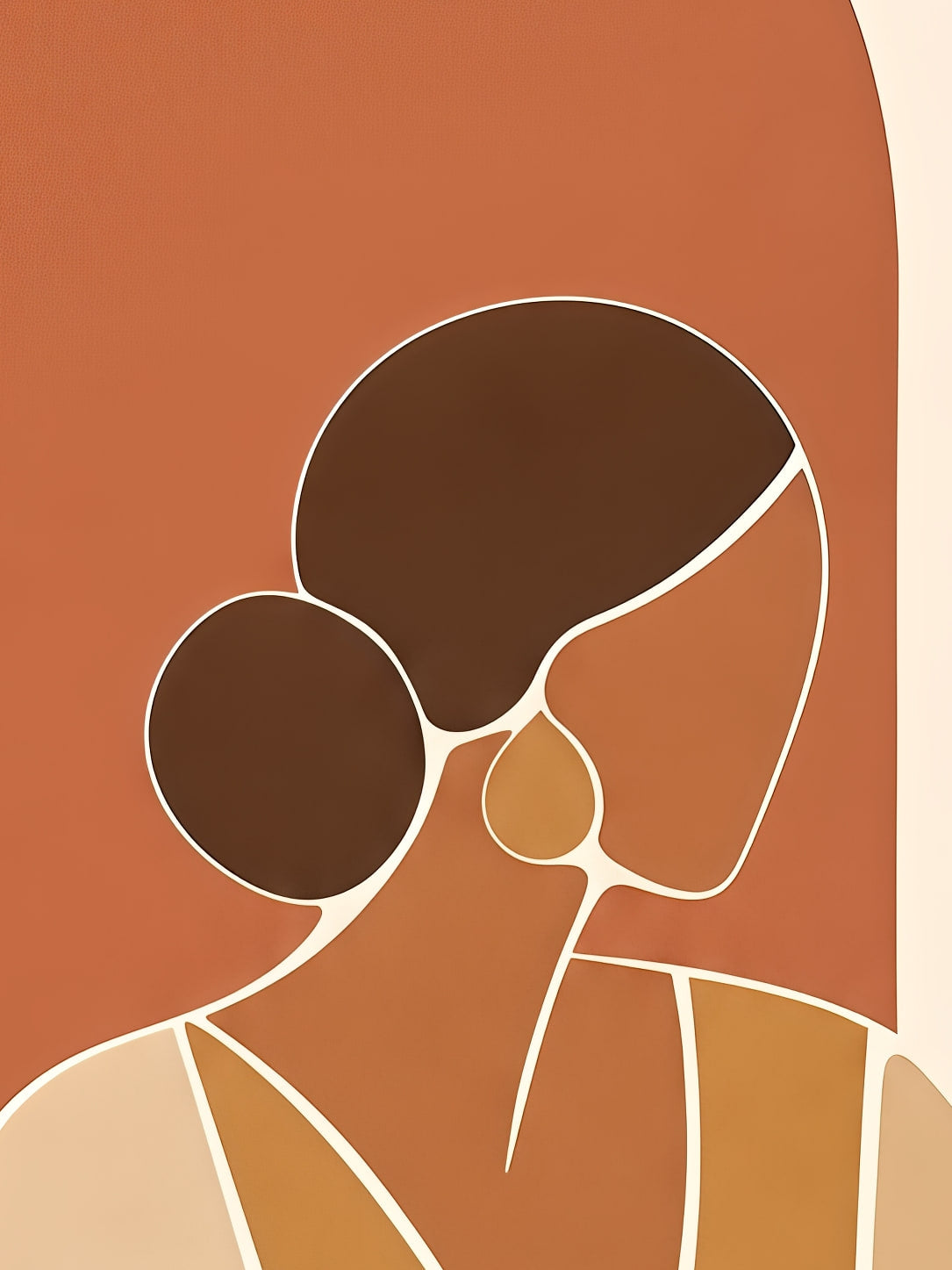 Detail a taille reelle du tirage, affiche tendances deco silhouette terracotta et feuille