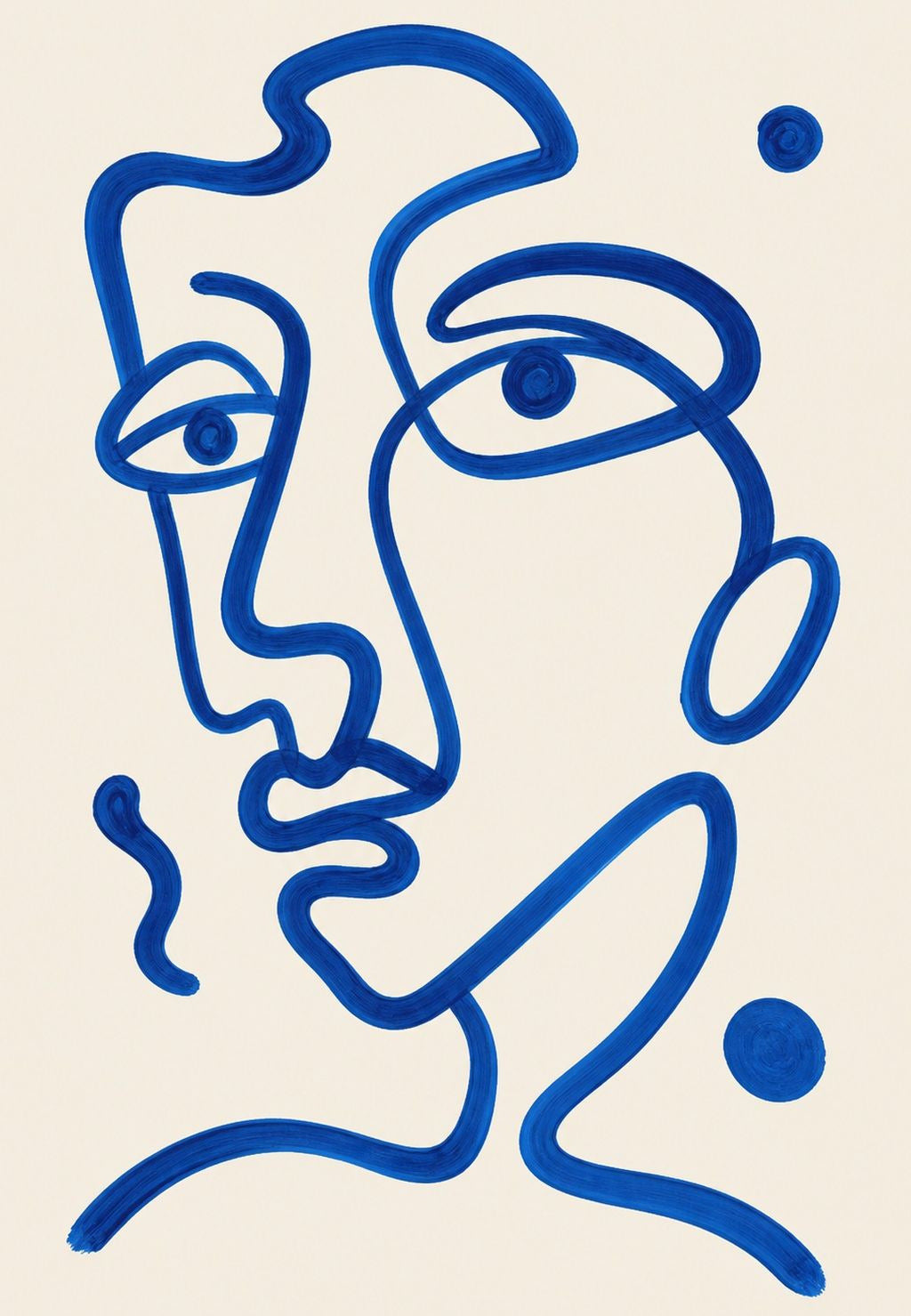 Il volto a tratto blu