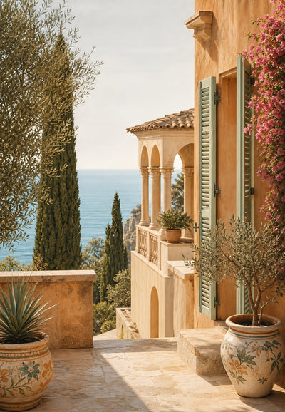 Mediterrane Terrasse über dem Meer