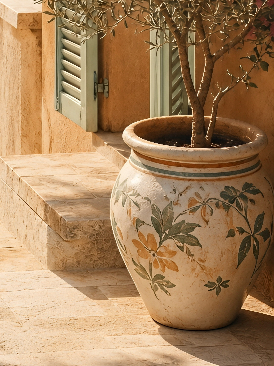 Detail a taille reelle du tirage, affiche terrasse mediterraneenne sur la mer