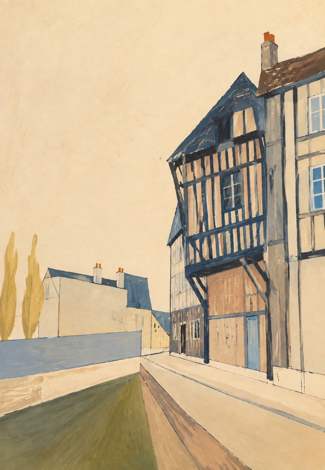 Troyes - La rue qui descend vers le canal