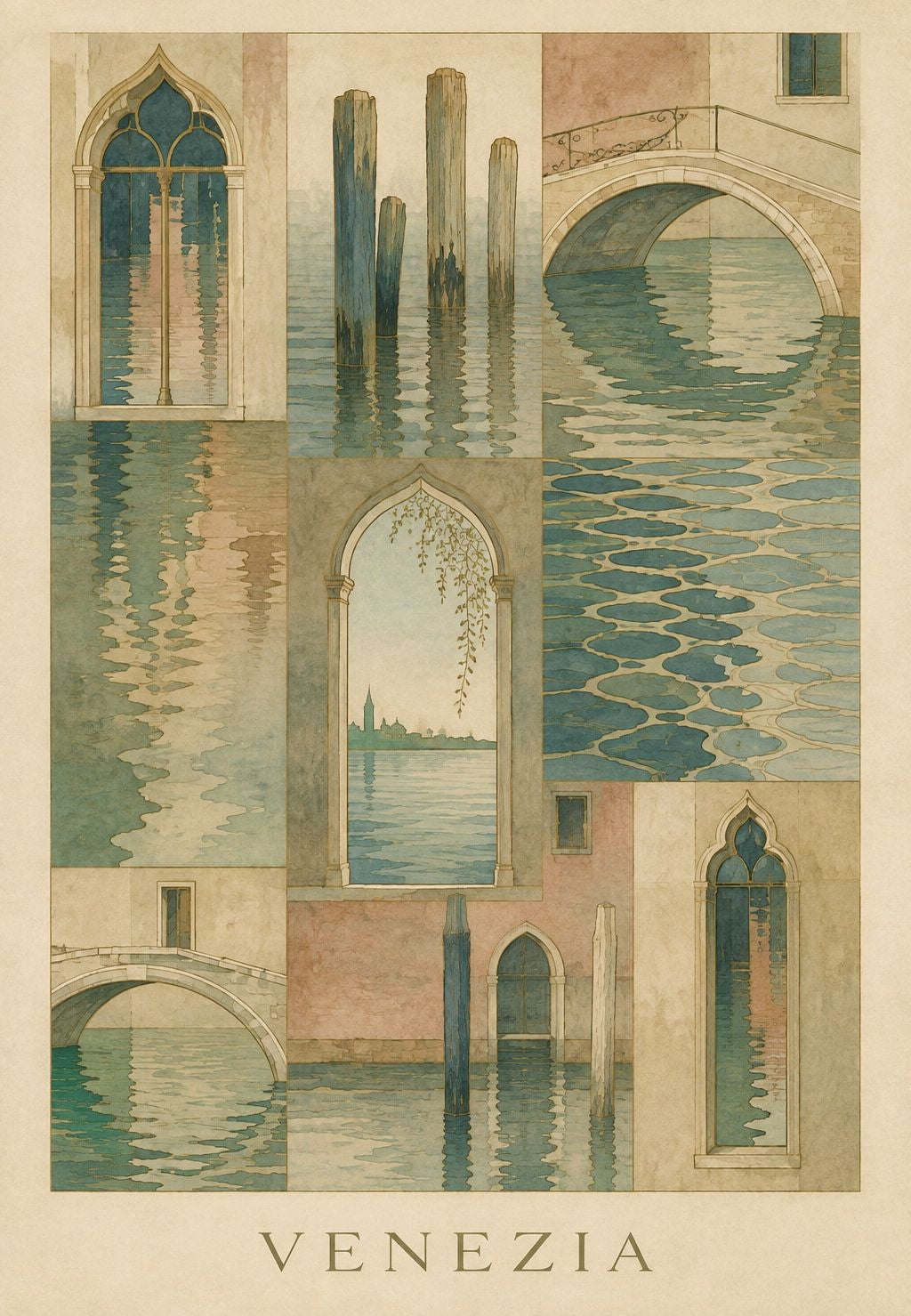 Venedig - Fönster och broar i nio vyer