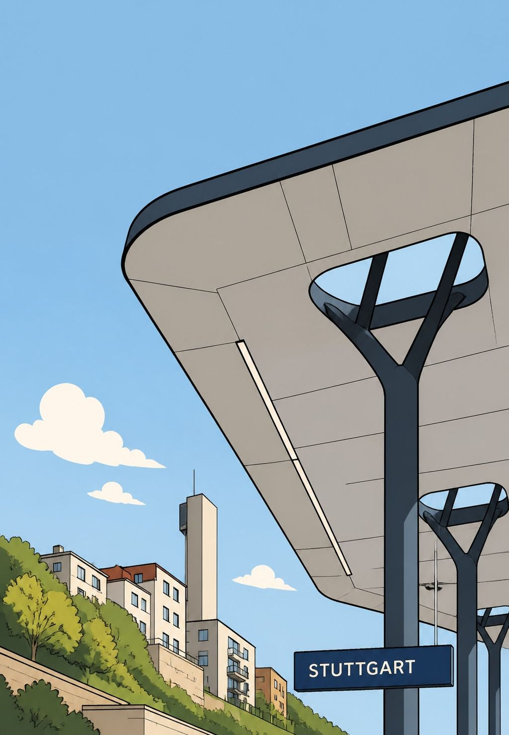 Station Canopy Facing the Hillside