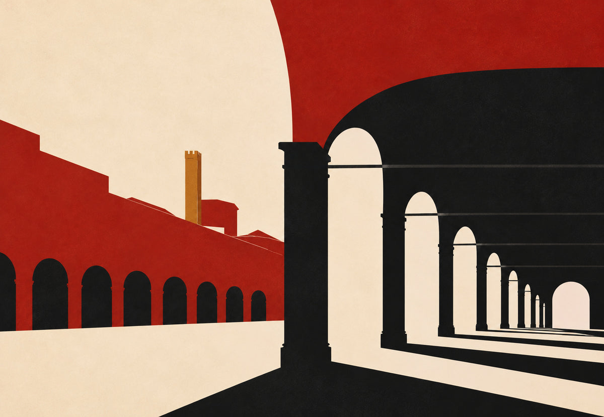 Bologna, torn och pelargångar (Liggande)