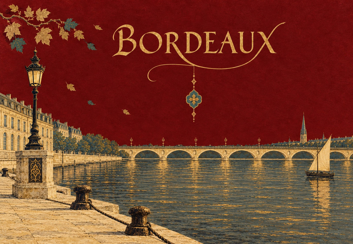 Bordeaux, kajen och den röda himlen (Liggande)