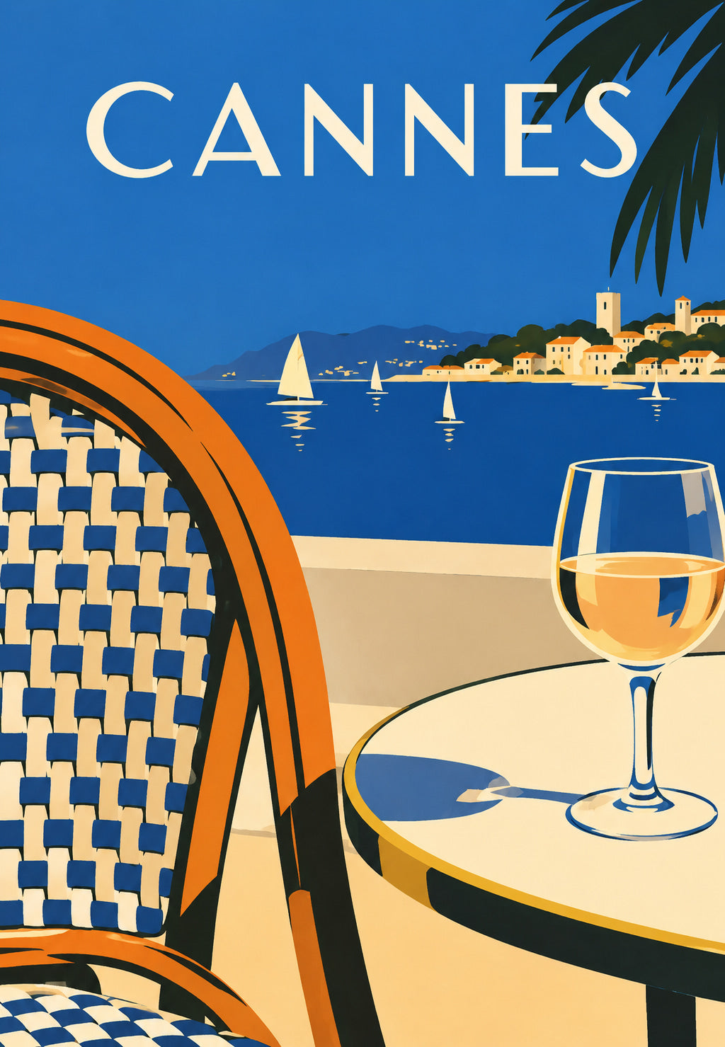 Cannes, stolen och glaset på terrassen
