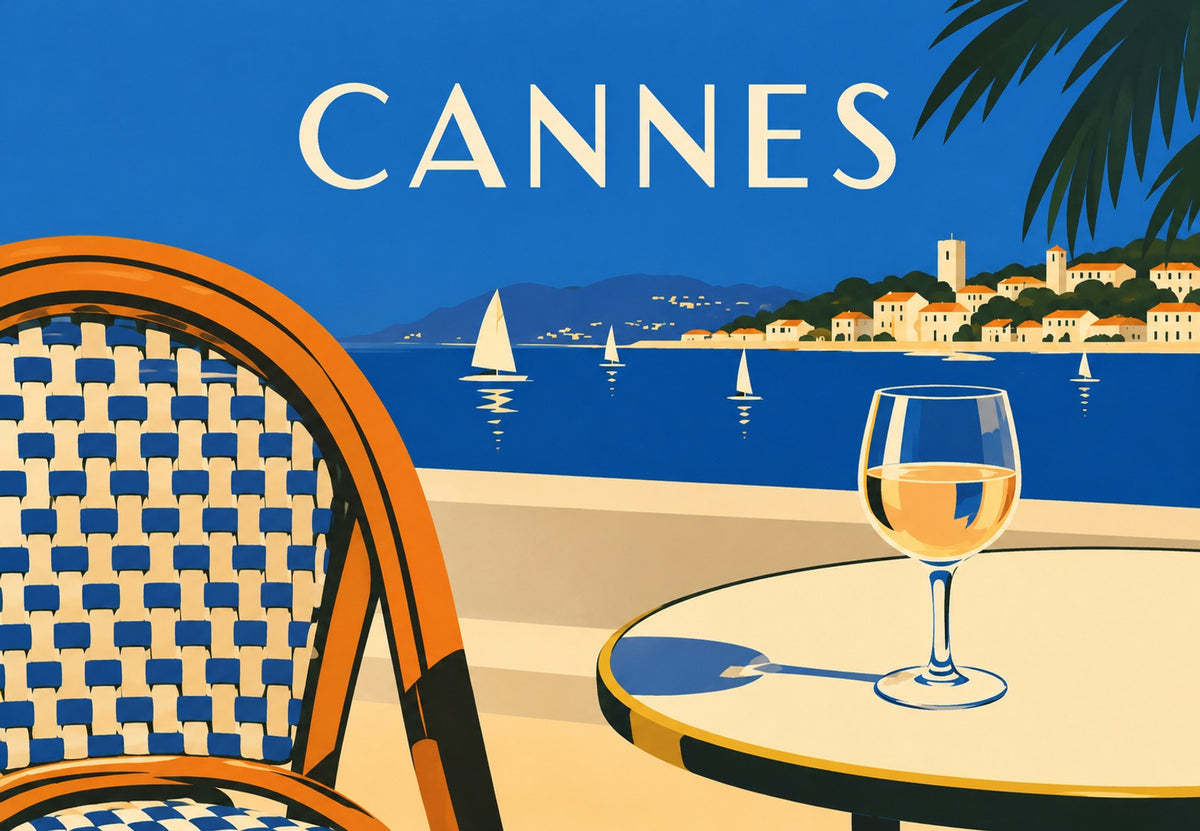 Cannes, stolen och glaset på terrassen (Liggande)
