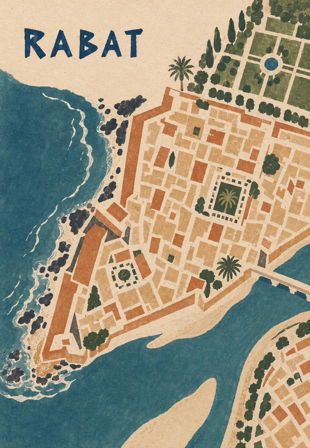 Coastal Map of a Fortified City