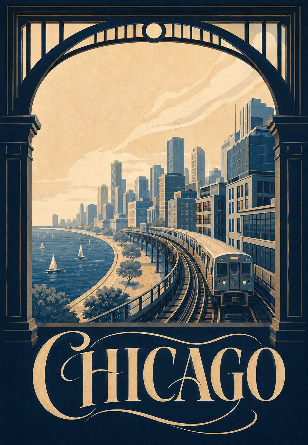Chicago, a magasvasút a tó partján